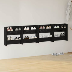 vidaXL Wall Shoe Cabinet | Set of 4 | High gloss black | Engineered wood 1