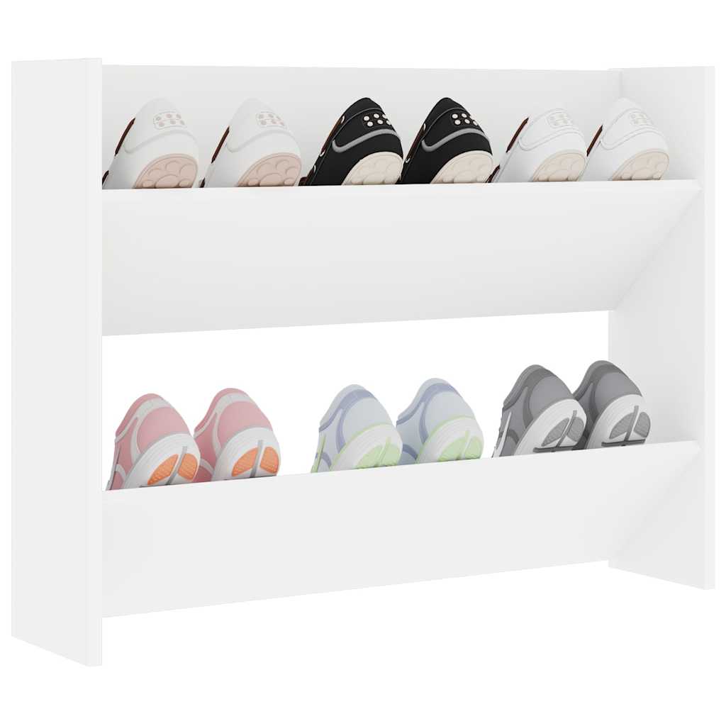 vidaXL Wall Shoe Cabinet White 80x18x60 cm Engineered Wood 4