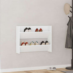 vidaXL Wall Shoe Cabinet White 80x18x60 cm Engineered Wood 1