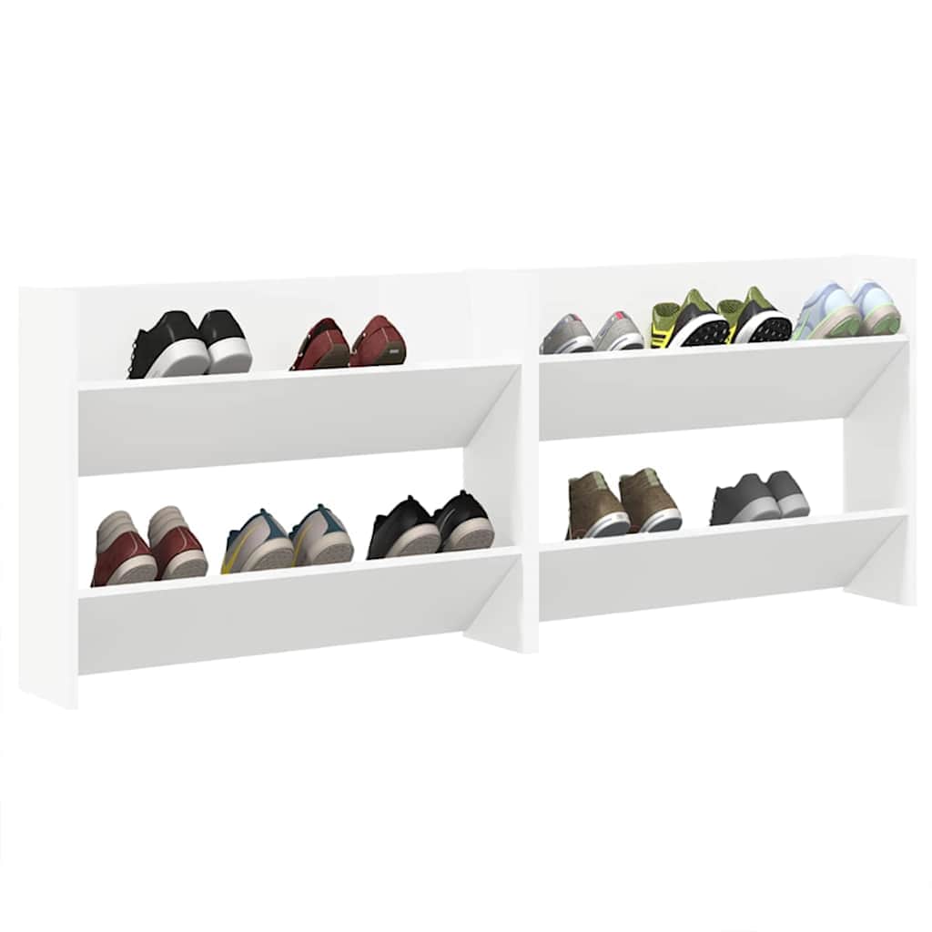 vidaXL Wall Shoe Cabinet 2 pcs White 80x18x60 cm Engineered Wood 4