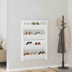 vidaXL Wall Shoe Cabinet 2 pcs White 80x18x60 cm Engineered Wood 1