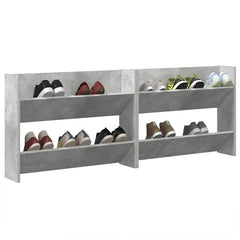 vidaXL Wall Shoe Cabinets 2 pcs Concrete Grey 80x18x60 cm Engineered Wood 4