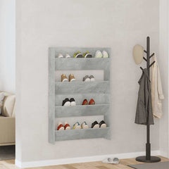 vidaXL Wall Shoe Cabinets 2 pcs Concrete Grey 80x18x60 cm Engineered Wood 1