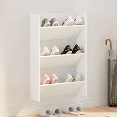 vidaXL Wall Shoe Cabinet White 60x18x90 cm Engineered Wood 1