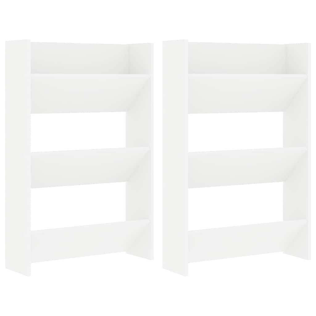 vidaXL Wall Shoe Cabinets 2 pcs  White 60x18x90 cm Engineered Wood 2