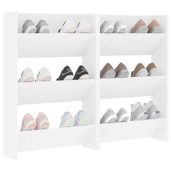 vidaXL Wall Shoe Cabinets 2 pcs  White 60x18x90 cm Engineered Wood 4