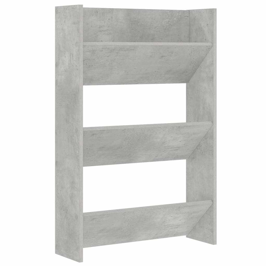 vidaXL Wall Shoe Cabinet Concrete Grey 60x18x90 cm Engineered Wood 2