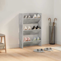 vidaXL Wall Shoe Cabinet Concrete Grey 60x18x90 cm Engineered Wood 3