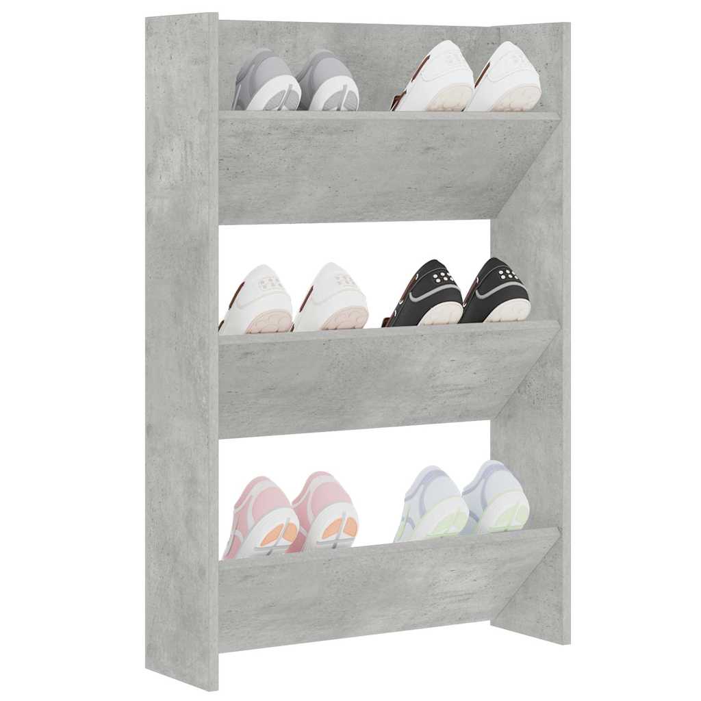vidaXL Wall Shoe Cabinet Concrete Grey 60x18x90 cm Engineered Wood 4