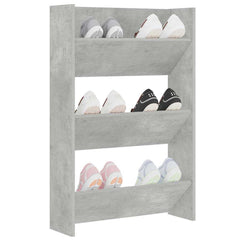vidaXL Wall Shoe Cabinet Concrete Grey 60x18x90 cm Engineered Wood 4