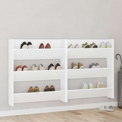vidaXL Wall Shoe Cabinets 2 pcs  White 80x18x90 cm Engineered Wood 3