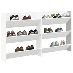 vidaXL Wall Shoe Cabinets 2 pcs  White 80x18x90 cm Engineered Wood 4