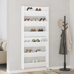 vidaXL Wall Shoe Cabinets 2 pcs  White 80x18x90 cm Engineered Wood 1