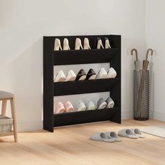 vidaXL Wall Shoe Cabinet Black 80x18x90 cm Engineered Wood 3