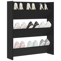 vidaXL Wall Shoe Cabinet Black 80x18x90 cm Engineered Wood 4