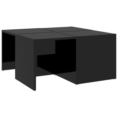 Coffee Tables 4 pcs High Gloss Black 33x33x33 cm Engineered Wood