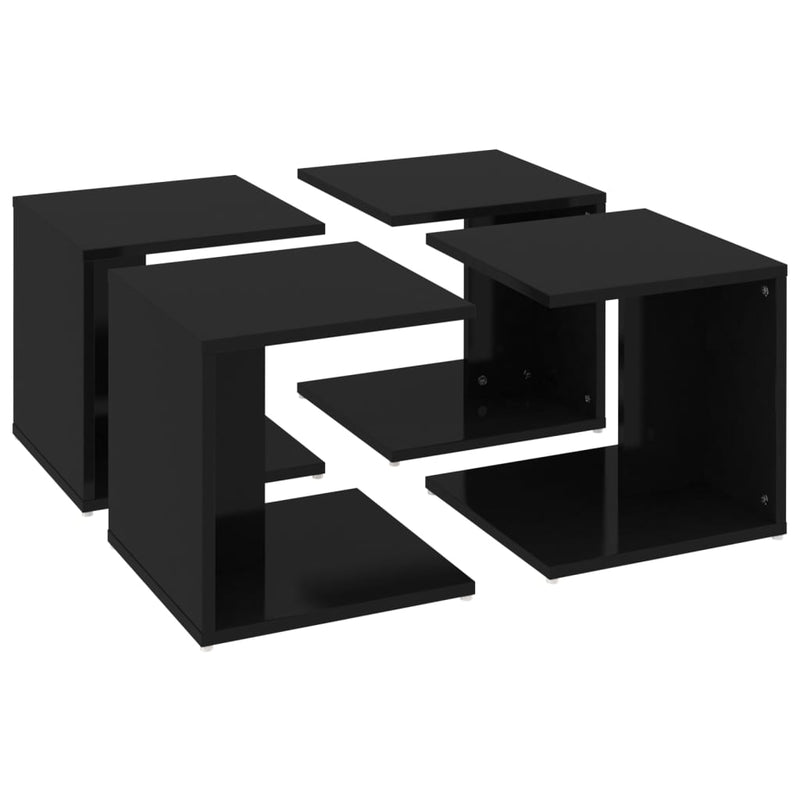 Coffee Tables 4 pcs High Gloss Black 33x33x33 cm Engineered Wood