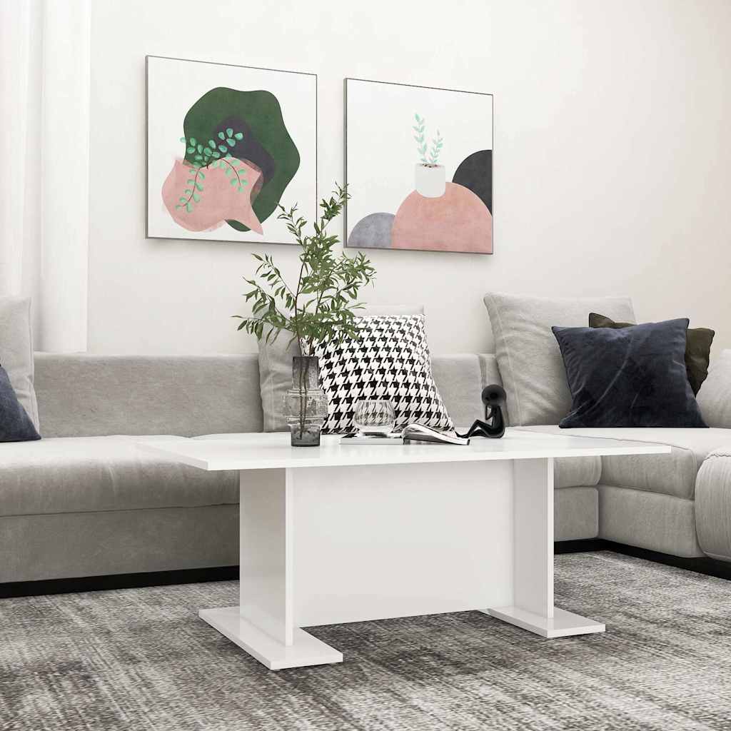 vidaXL Coffee Table | White | Engineered wood | 103.5 x 60 x 40 cm | Modern 1