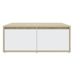 vidaXL Coffee Table | White and Sonoma Oak | Engineered Wood | 80 cm | Storage 4