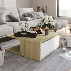 vidaXL Coffee Table | White and Sonoma Oak | Engineered Wood | 80 cm | Storage 1