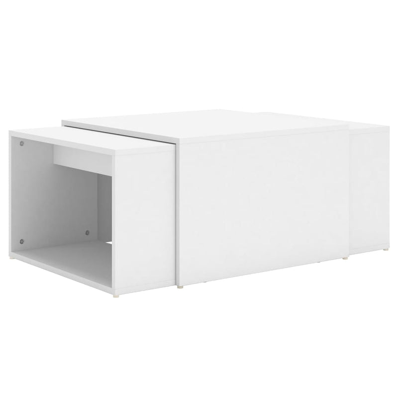 Juego de mesa de centro nido de 3 piezas blanco 60x60x38 cm madera de ingeniería