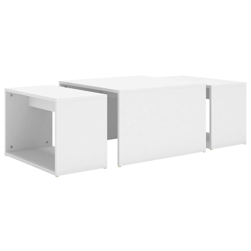 Juego de mesa de centro nido de 3 piezas blanco 60x60x38 cm madera de ingeniería