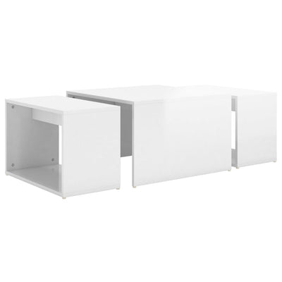 Juego de mesa de centro nido de 3 piezas blanco brillante 60x60x38 cm