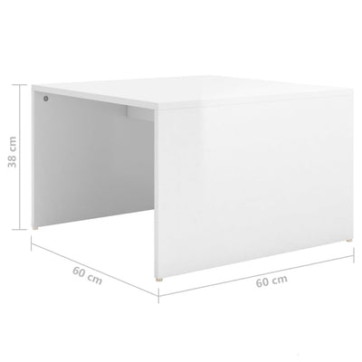 Juego de mesa de centro nido de 3 piezas blanco brillante 60x60x38 cm