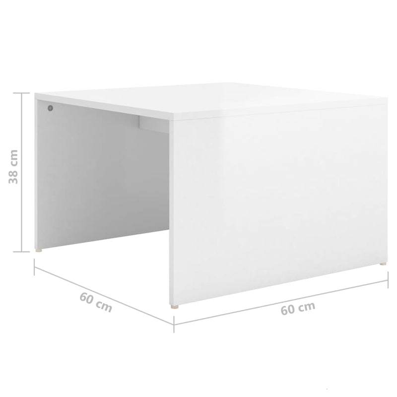 Juego de mesa de centro nido de 3 piezas blanco brillante 60x60x38 cm