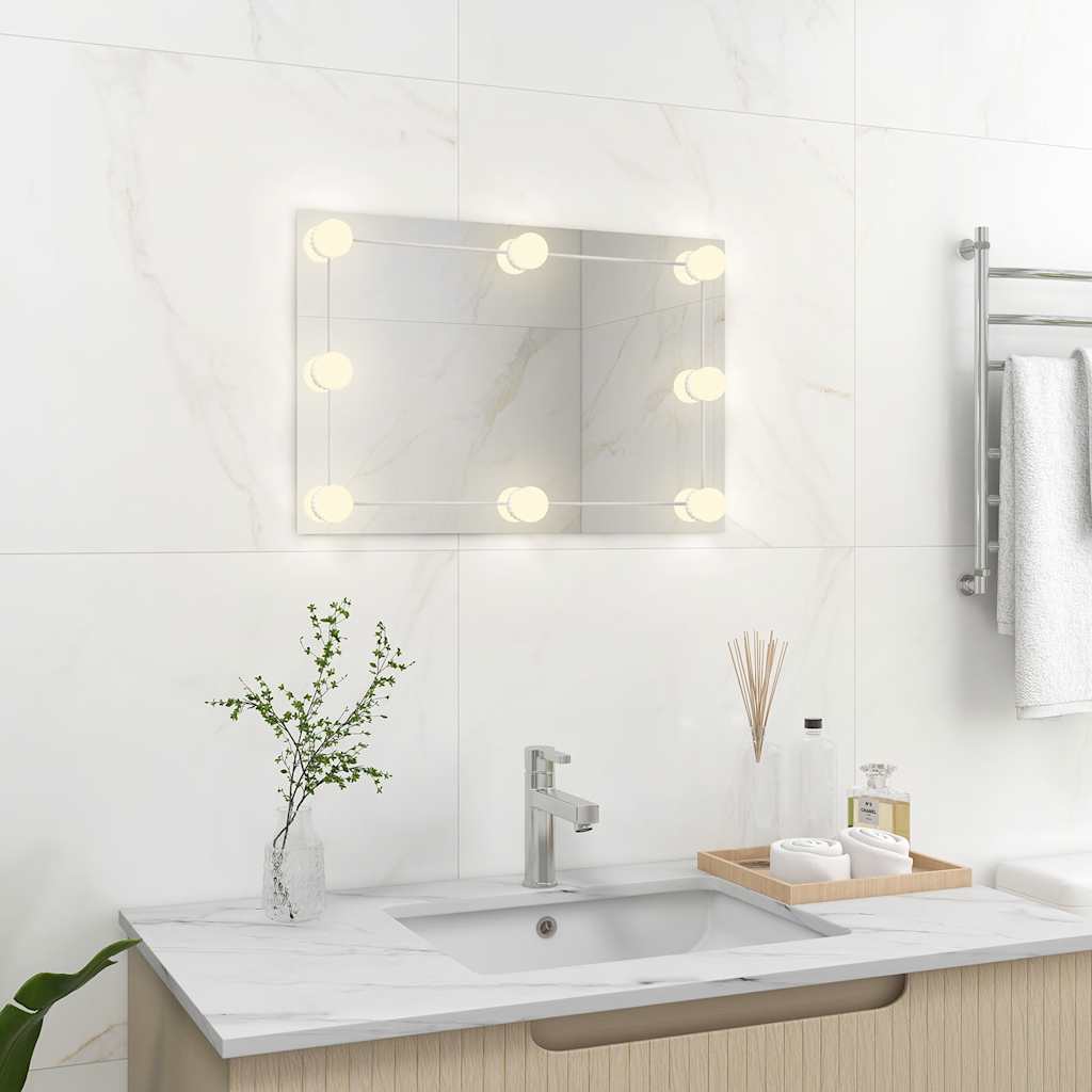 vidaXL Wall Mirror With Led Light | Silver | Glass, Plastic | Medium 3