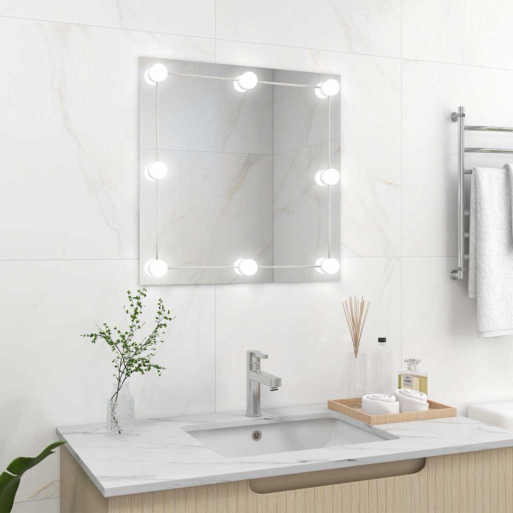 Wall Mirror with LED Lights Glass Rectangle with LEDs 60 x 60 cm