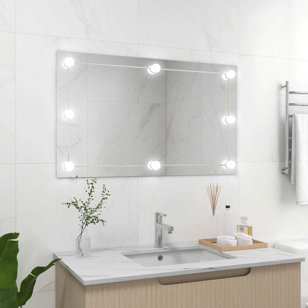 Wall Mirror with LED Lights Glass Rectangle with LEDs 100 x 60 cm