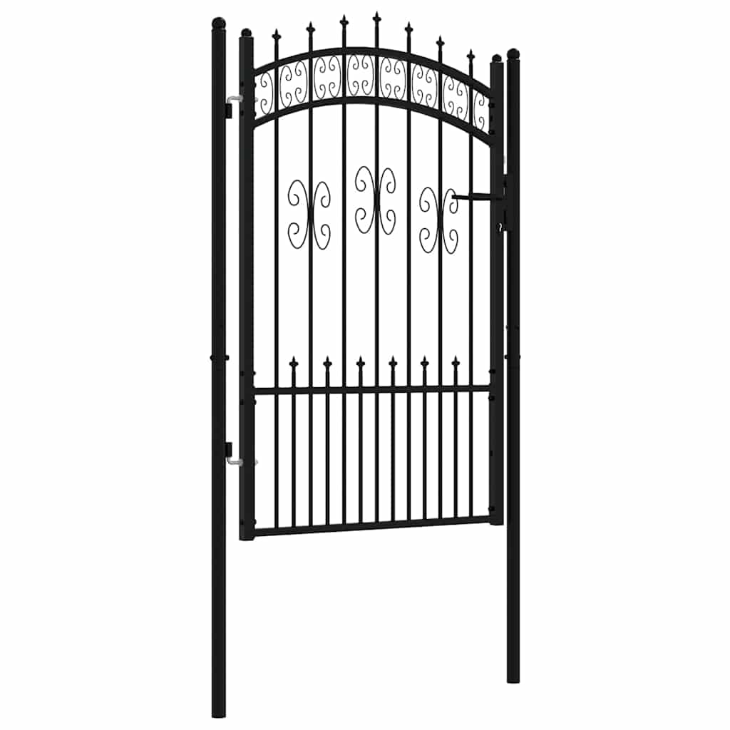 vidaXL Fence Gate "KAMPEN" with Spear Top Black 103x150 cm Steel 2