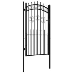vidaXL Fence Gate "KAMPEN" with Spear Top Black 103x175 cm Steel 2