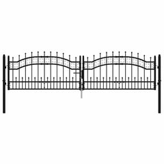 vidaXL Fence Gate "KAMPEN" with Spear Top Black 302x78 cm Steel 3