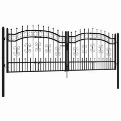 vidaXL Fence Gate "KAMPEN" with Spear Top Black 302x100 cm Steel 2