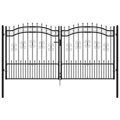 vidaXL Fence Gate "KAMPEN" with Spear Top Black 302x150 cm Steel 3
