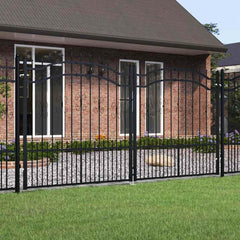 vidaXL Fence Gate "KAMPEN" with Spear Top Black 302x150 cm Steel 1