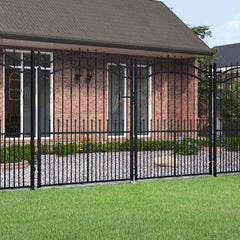 vidaXL Fence Gate "KAMPEN" with Spear Top Black 302x172 cm Steel 1