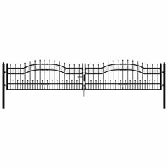 vidaXL Fence Gate "KAMPEN" with Spear Top Black 394,5x78 cm Steel 2