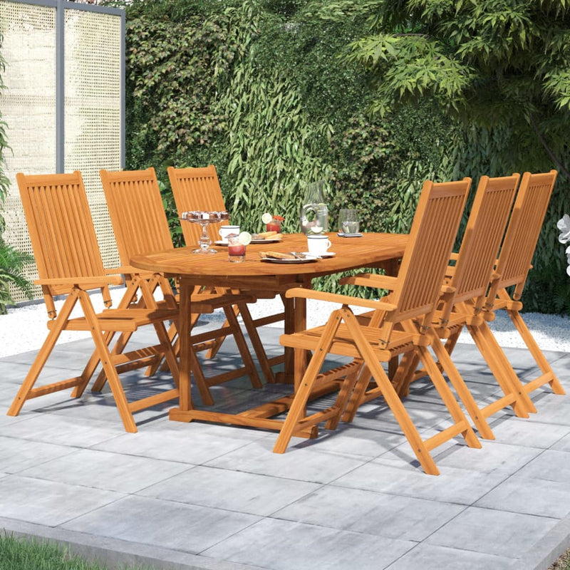 7 Piece Garden Dining Set Solid Wood Acacia