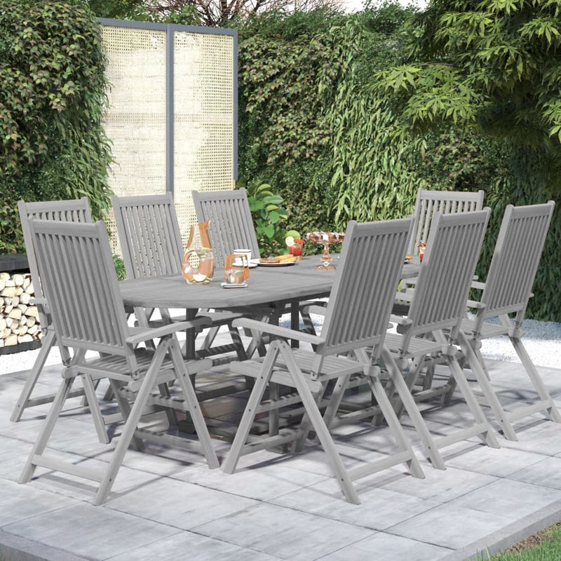 9 Piece Garden Dining Set Solid Wood Acacia