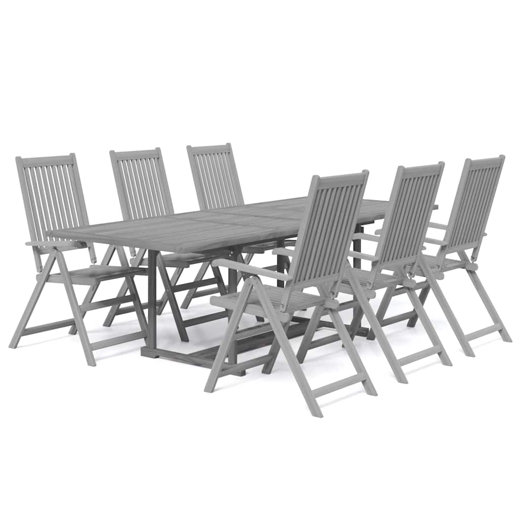7 Piece Garden Dining Set Solid Wood Acacia 6 Rectangular