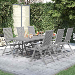 7 Piece Garden Dining Set Solid Wood Acacia 6 Rectangular