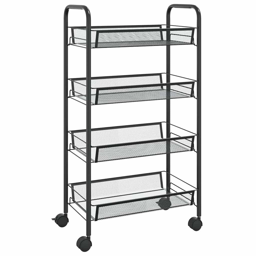 vidaXL 4-Tier Kitchen Trolley Black 46x26x85 cm Iron 2
