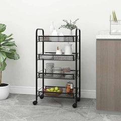 vidaXL 4-Tier Kitchen Trolley Black 46x26x85 cm Iron 1