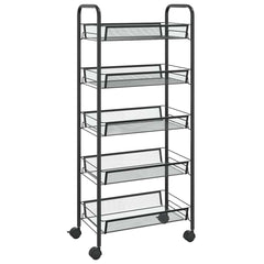 vidaXL 5-Tier Kitchen Trolley Black 46x26x105 cm Iron 2