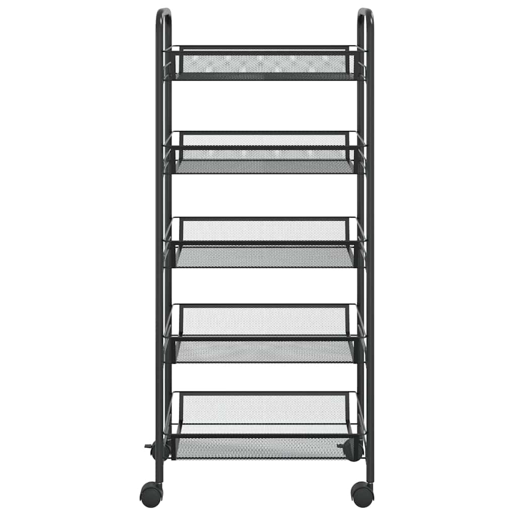 vidaXL 5-Tier Kitchen Trolley Black 46x26x105 cm Iron 3