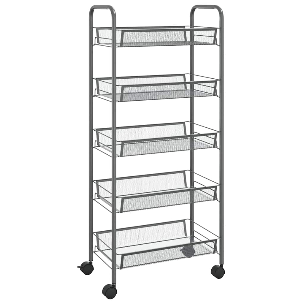 vidaXL 5-Tier Kitchen Trolley Grey 46x26x105 cm Iron 2