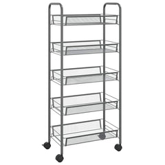 vidaXL 5-Tier Kitchen Trolley Grey 46x26x105 cm Iron 2